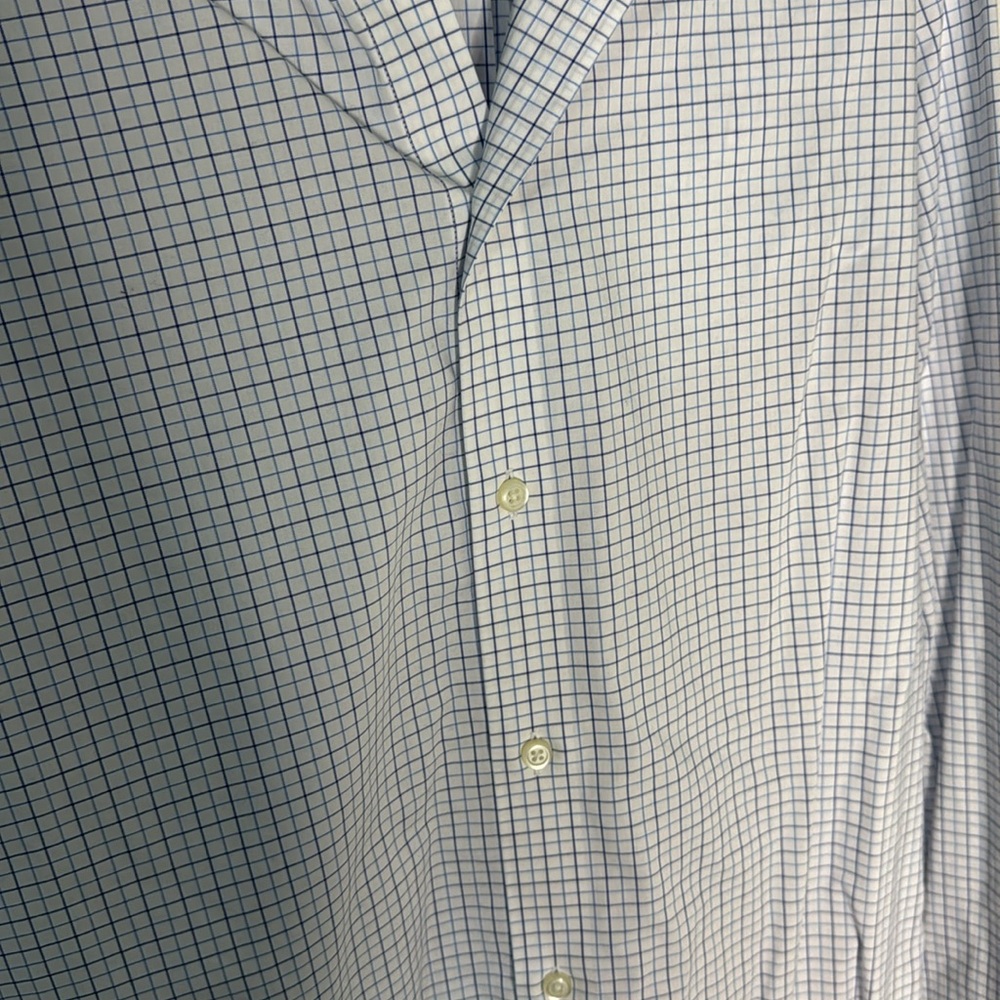 Banana Republic Men's medium Blue Checkered  Cotton button up dress shirt - Picture 3 of 8